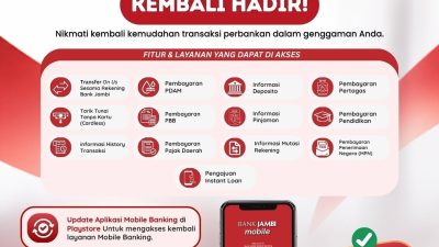 Mobile Banking Bank Jambi Kembali Aktif, Nasabah Diminta Update Aplikasi