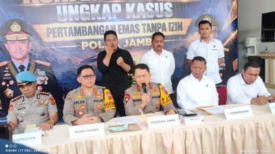 Polda Jambi Bongkar 32 Kasus PETI, Amankan 71 Tersangka dan 3,5 Kg Emas